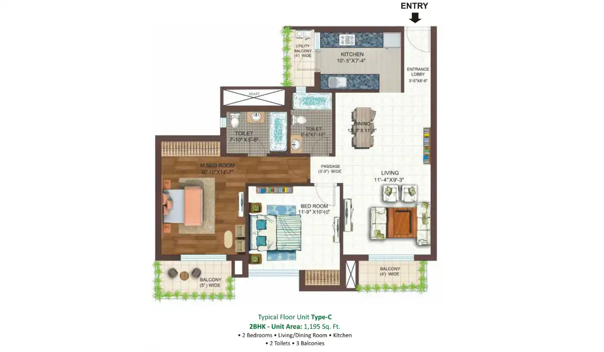 Ace Golfshire 2 BHK - 1195 Sq. Ft